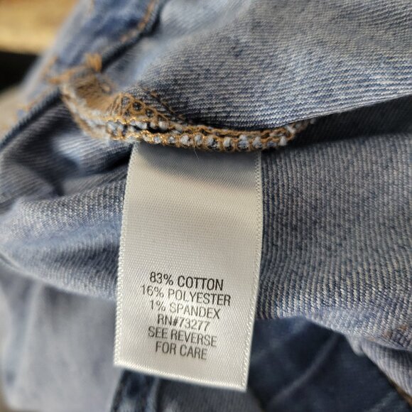 A Glow Maternity Straight Leg Bib Overalls Denim Jeans Blue Distressed Large Adj - Picture 13 of 14